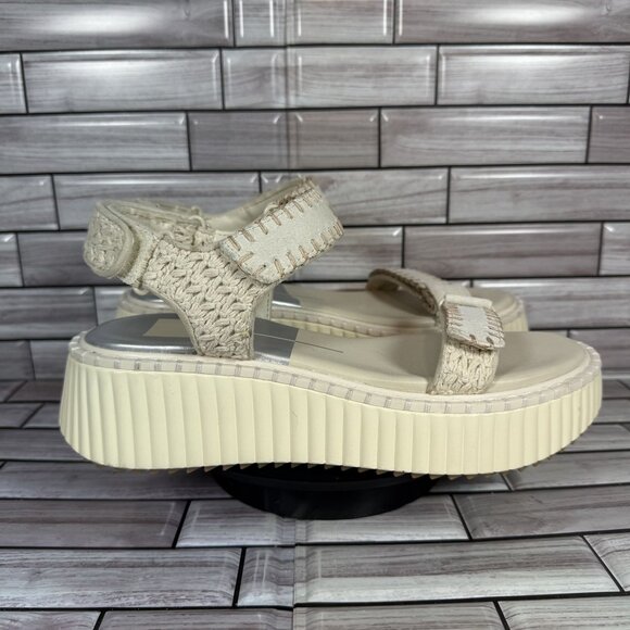 Dolce Vita Ivory Suede Debra‎ Platform Sandals Shoe Size 8-NEW - Picture 1 of 9